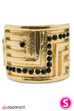 Paparazzi "Golden Gladiator" Black Ring Paparazzi Jewelry