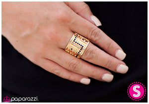 Paparazzi "Golden Gladiator" Black Ring Paparazzi Jewelry