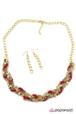 Paparazzi "Braided Treasure" Red Necklace & Earring Set Paparazzi Jewelry