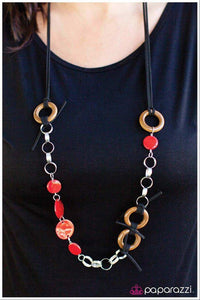Paparazzi "Tied Me Over" Red Black VINTAGE VAULT Necklace & Earring Set Paparazzi Jewelry