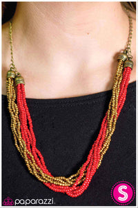 Paparazzi "Blazing a Trail" Red Necklace & Earring Set Paparazzi Jewelry