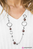 Paparazzi "Serendipitous" Brown Beads Silver Tone Necklace & Earring Set Paparazzi Jewelry