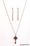 Paparazzi "Every Lock Has a Key" Copper Necklace & Earring Set Paparazzi Jewelry