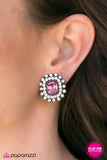 Paparazzi "Nevertheless She Persisted" Pink Gem White Rhinestone Clip On Earrings Paparazzi Jewelry