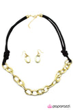 Paparazzi "Last But Knot Least" Black/Gold Necklace & Earring Set Paparazzi Jewelry
