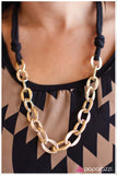 Paparazzi "Last But Knot Least" Black/Gold Necklace & Earring Set Paparazzi Jewelry