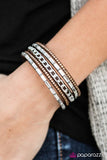 Paparazzi "Front Row Fabulous" Brown Rhinestones Silver Chain Brown Suede Wrap Bracelet Paparazzi Jewelry