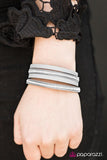 Paparazzi "Flash Mob Fashion" Gray Leather Silver Accent Chain Wrap Bracelet Paparazzi Jewelry