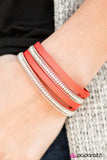 Paparazzi "Flash Mob Fashion" Orange Leather Silver Accent Chain Wrap Bracelet Paparazzi Jewelry