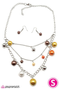 Paparazzi "Autumn Ambiance" Multi  White Gold Silver Copper Tone Beads Necklace & Earring Set Paparazzi Jewelry