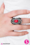 Paparazzi "Natural Habitat" Red Oval Stone Leaf Star Design Silver Tone Ring Paparazzi Jewelry