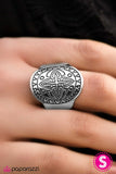 Paparazzi "Out On The Outback" Silver Frame Etched Pattern Ring Paparazzi Jewelry