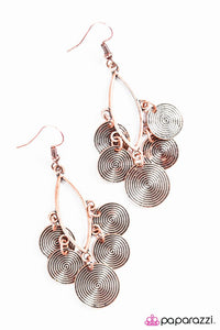 Paparazzi "Feeling Zen" Copper Disc Oval Frame Fringe Earrings Paparazzi Jewelry