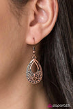 Paparazzi "Desert Rain" Copper Filigree Swirl Teardrop Earrings Paparazzi Jewelry
