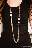 Paparazzi "Broadway Magic" Gold Chain White Faux Pearl Necklace & Earring Set Paparazzi Jewelry