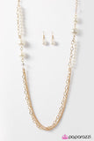 Paparazzi "Broadway Magic" Gold Chain White Faux Pearl Necklace & Earring Set Paparazzi Jewelry