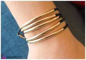 Paparazzi "SLIDE Of Hand - Black/Gold" bracelet Paparazzi Jewelry