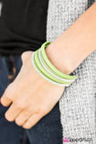 Paparazzi "Flash Mob Fashion" Green Leather Silver Accent Chain Wrap Bracelet Paparazzi Jewelry