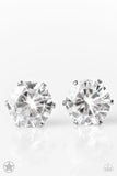 Paparazzi "Just In TIMELESS" White BLOCKBUSTER Post Earrings Paparazzi Jewelry