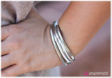 Paparazzi "SLIDE of Hand - White/Silver" bracelet Paparazzi Jewelry