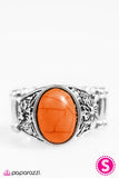 Paparazzi "Fiji Finesse" Orange Bead Silver Frame Flower Design Ring Paparazzi Jewelry