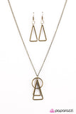 Paparazzi "In Some Way, Shape, Or Form" Brass Necklace & Earring Set Paparazzi Jewelry