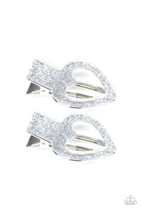 Paparazzi "Glitter-Hearted" Silver Hair Clip Paparazzi Jewelry