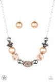 Paparazzi "A Warm Welcome" Brown Blockbuster Necklace & Earring Set Paparazzi Jewelry