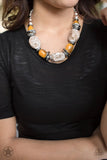 Paparazzi "In Good Glazes" Brown BLOCKBUSTER Necklace & Earring Set Paparazzi Jewelry