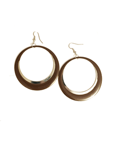 Paparazzi "Fly Me To The Moon" Brown & Silver Hoop Earrings Paparazzi Jewelry