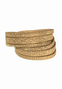 Paparazzi "Sass and Sparkle" Gold Suede Double Wrap Bracelet Paparazzi Jewelry