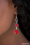 Paparazzi "The Spark-est Hour" Ruby Red Rhinestone Silver Tone Fish Hook Earrings Paparazzi Jewelry