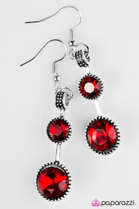 Paparazzi "The Spark-est Hour" Ruby Red Rhinestone Silver Tone Fish Hook Earrings Paparazzi Jewelry