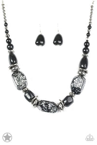 Paparazzi "In Good Glazes" Black BLOCKBUSTER Necklace & Earring Set Paparazzi Jewelry