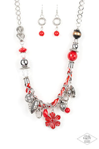 Paparazzi "Charmed, I Am Sure" Red Necklace & Earring Set Paparazzi Jewelry