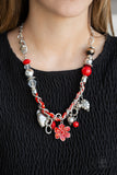 Paparazzi "Charmed, I Am Sure" Red Necklace & Earring Set Paparazzi Jewelry