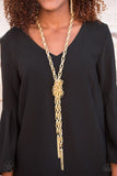 Paparazzi "SCARFed for Attention" Gold Blockbuster Necklace & Earring Set Paparazzi Jewelry
