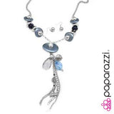 Paparazzi "Flat Navy Pearls with Large Cluster" BLOCKBUSTER Blue Necklace & Earring Set Paparazzi Jewelry