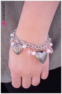 Paparazzi "Decorated Hearts and Pink Beads" Blockbuster Bracelet Paparazzi Jewelry