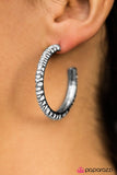 Paparazzi "Colorful Chaos" White Accent Silver Hoop Earrings Paparazzi Jewelry