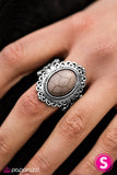 Paparazzi "Ground Rules" Gray Antiqued Stone Ornate Silver Tone Ring Paparazzi Jewelry