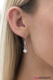 Paparazzi "Lunar Eclipse" White Moonstone Silver Tone Frame Necklace & Earring Set Paparazzi Jewelry