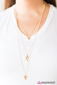 Paparazzi "Keep On TRI-ing" Gold Necklace & Earring Set Paparazzi Jewelry