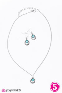 Paparazzi "Natural Nomad" Blue Stone Textured Silver Tone Necklace & Earring Set Paparazzi Jewelry