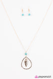 Paparazzi "A Free SPEAR-it" Blue Gold Necklace & Earring Set Paparazzi Jewelry
