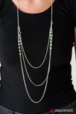 Paparazzi "Worth The RITZ" Green Pearly Bead Silver Chain Necklace & Earring Set Paparazzi Jewelry