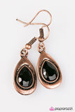 Paparazzi "Timelessly Teardrops" Copper Black Rhinestone Fishhook Earrings Paparazzi Jewelry
