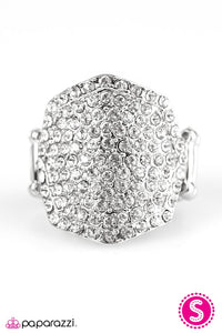 Paparazzi "Shield Of Sparkle" White Ring Paparazzi Jewelry