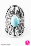 Paparazzi "Natural Habitat" Blue Turquoise Oval Stone Leaf Star Design Silver Tone Ring Paparazzi Jewelry