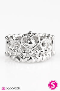 Paparazzi "Crown of Hearts" Silver Ring Paparazzi Jewelry